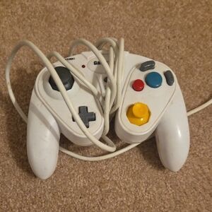 White Wired Gaming Controller with Multicolor Buttons